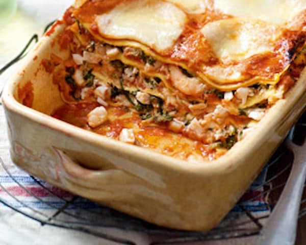 Lasagne met vis en spinazie